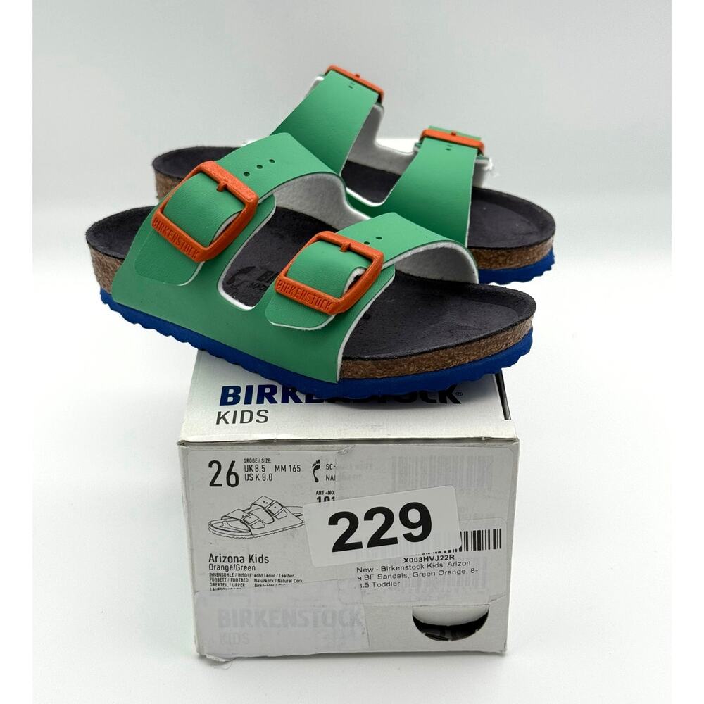 Birkenstock Kids Toddler EVA Fern Arizona Sandal Green/Orange Size US8 EU26
